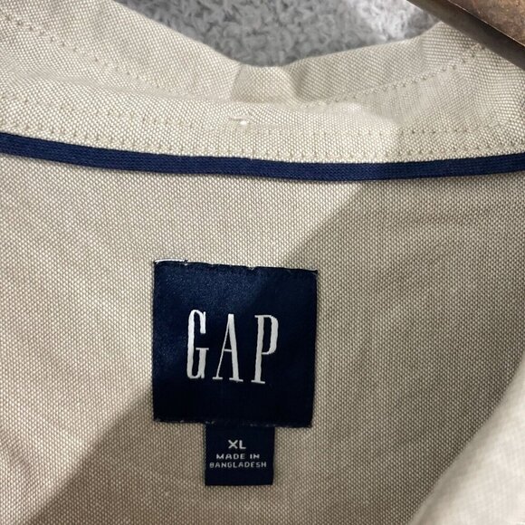 NEW Gap Mens XL Oxford Button-Down Long Sleeve Beige Shirt  Casual - Picture 5 of 9